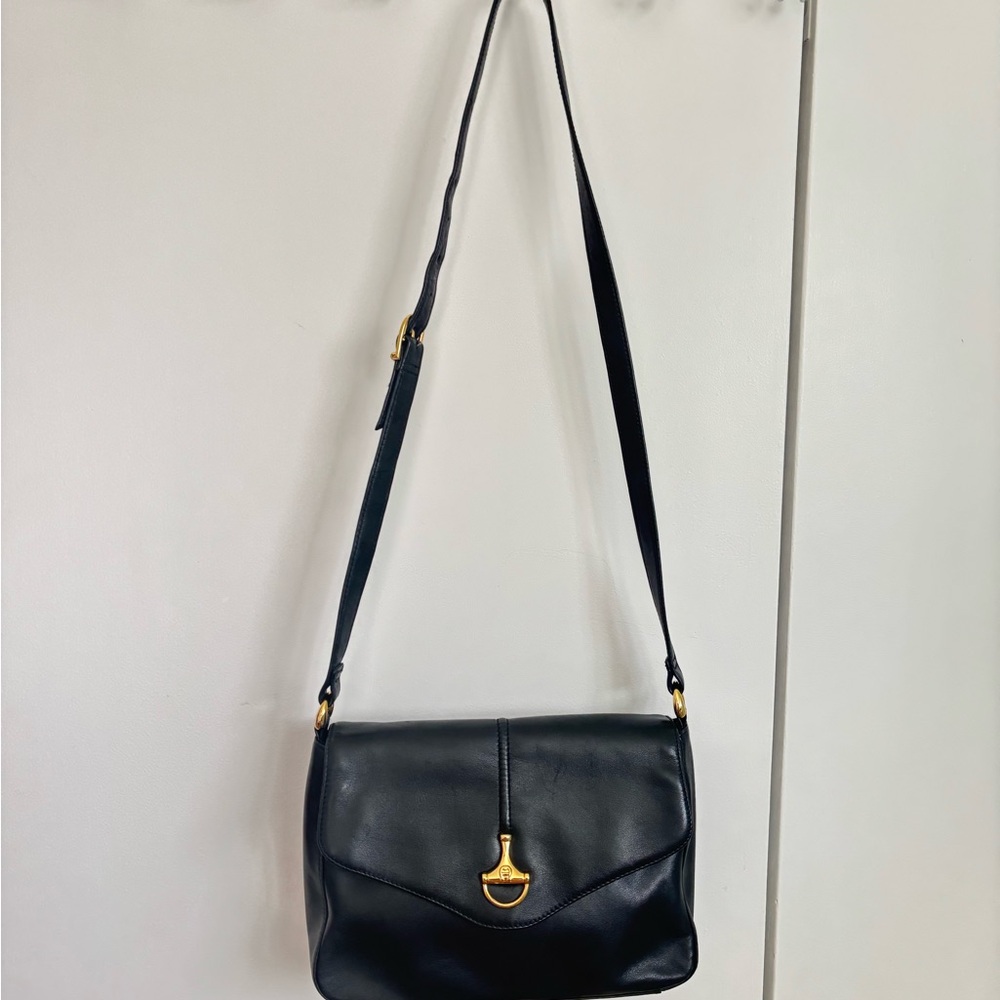 Vintage Black Leather Etienne Aigner Shoulder Bag